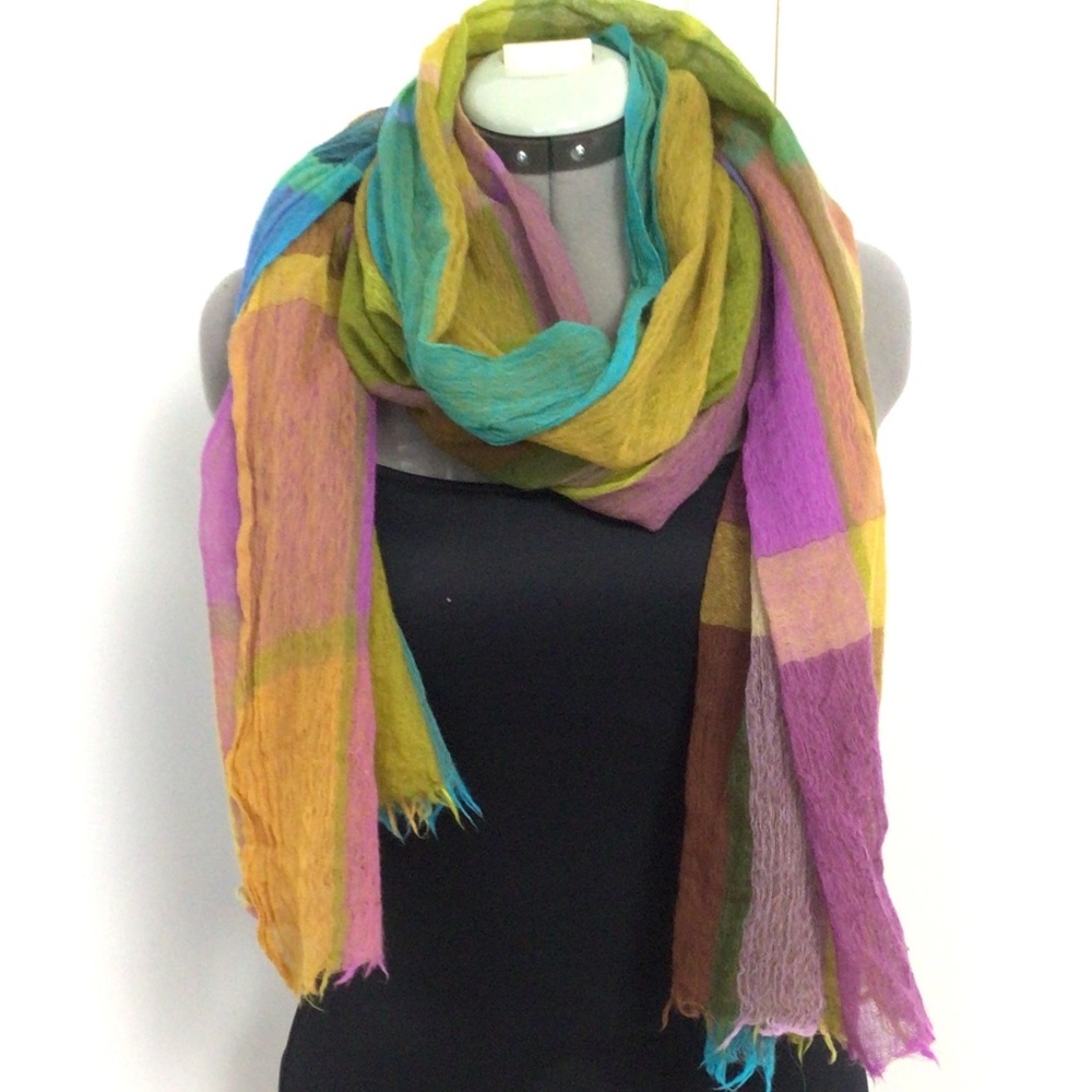 Fashion Sheer Multicolored Scarf 27”x80”